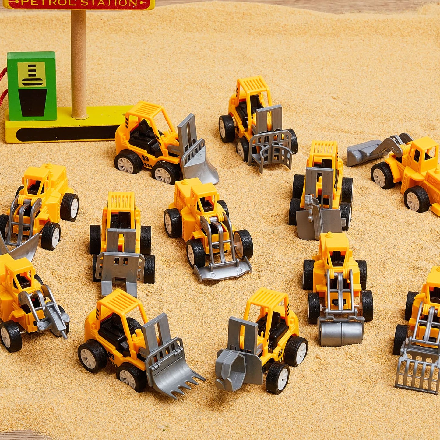 108 Pcs Construction Party Favors Engineering Trucks Small Digger Truck Toys Christmas Gifts Pull Back Vehicles Mini Excavator Toy Car Set for Kids Birthday Boys Girls Stocking Stuffers (Full Set)