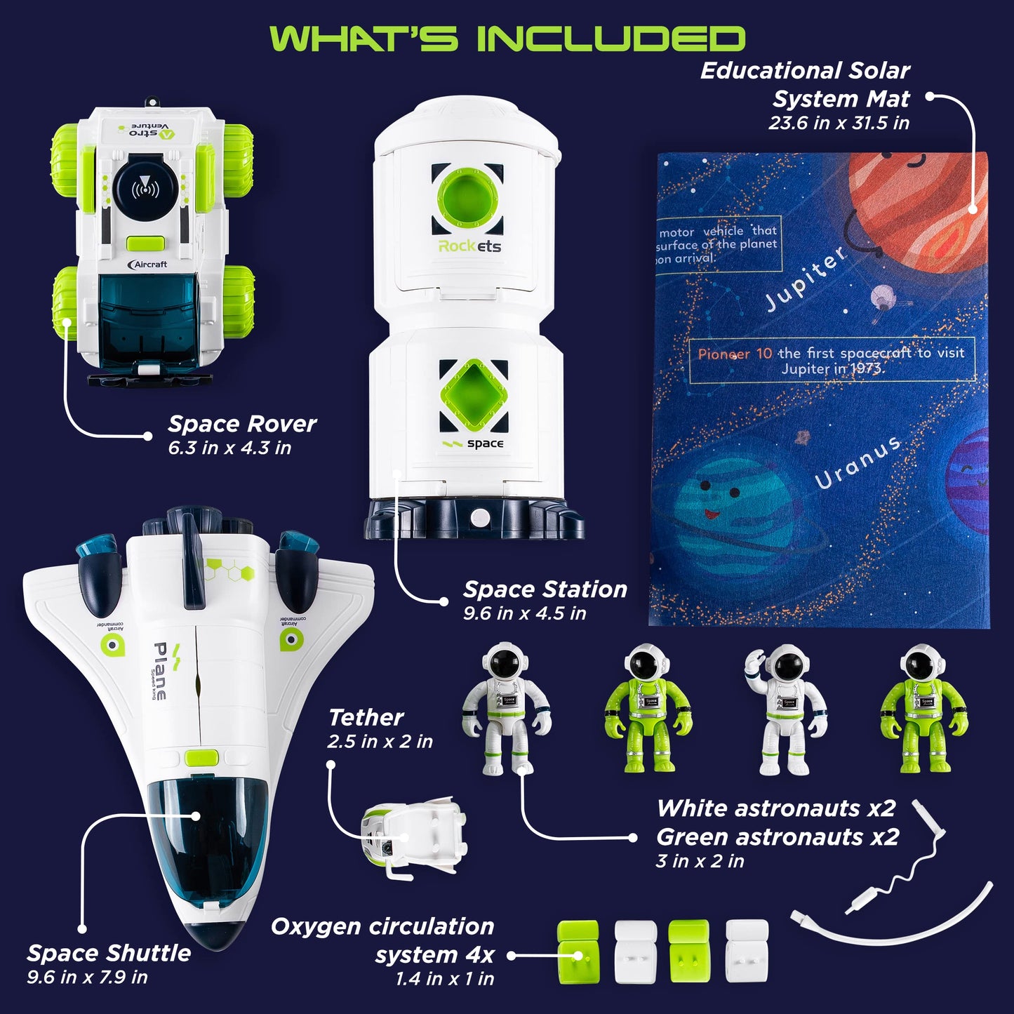 CHUKOO [Upgraded Set] Space Toys for Kids 3 4 5 6 7 8, Space Shuttle with Rocket Ship Toys - 4 Astronauts, Station, & Rover, Spaceship Toy, Rocketship Solar System Playset