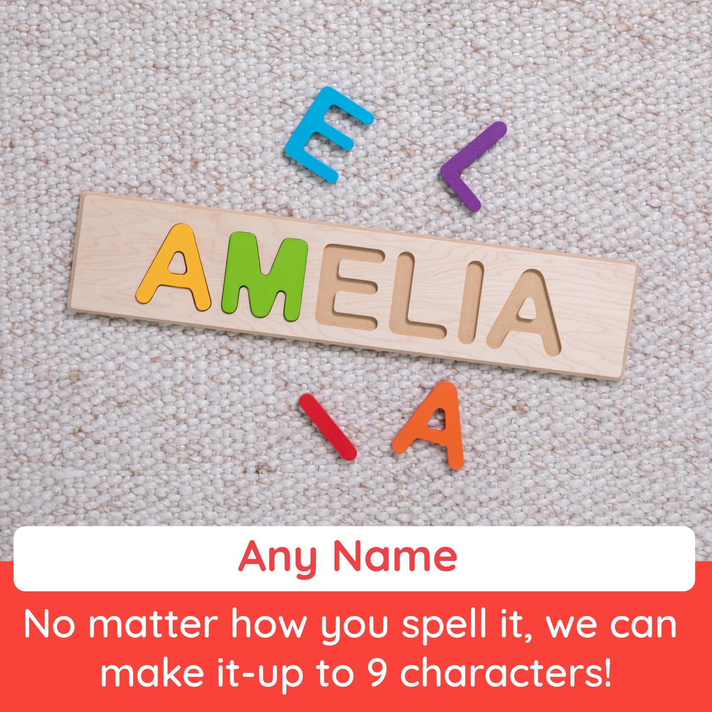 Fat Brain Toys Fat Brain Toys Wooden Personalized Name Puzzles for Toddlers 1-3+, Custom Puzzles, Flat Rate up to 9 Letters