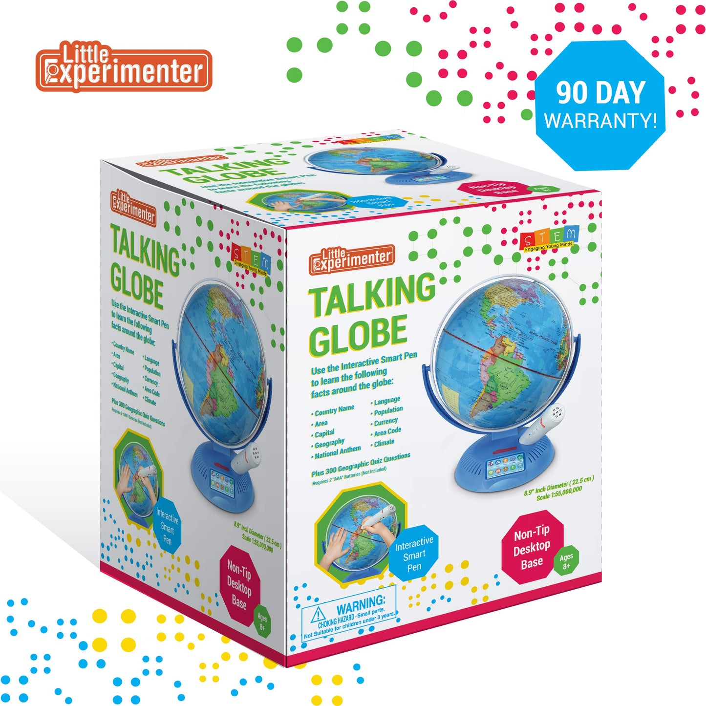 Little Experimenter Interactive 9” Globes for Kids, Globe & Wireless Smart Pen, Easter Gifts for Kids, STEM Educational Toys, Talking World Map, 8 Year old Boy Coolest Gifts for Boys & Girls Ages 8 9 10 11 12 Years Old