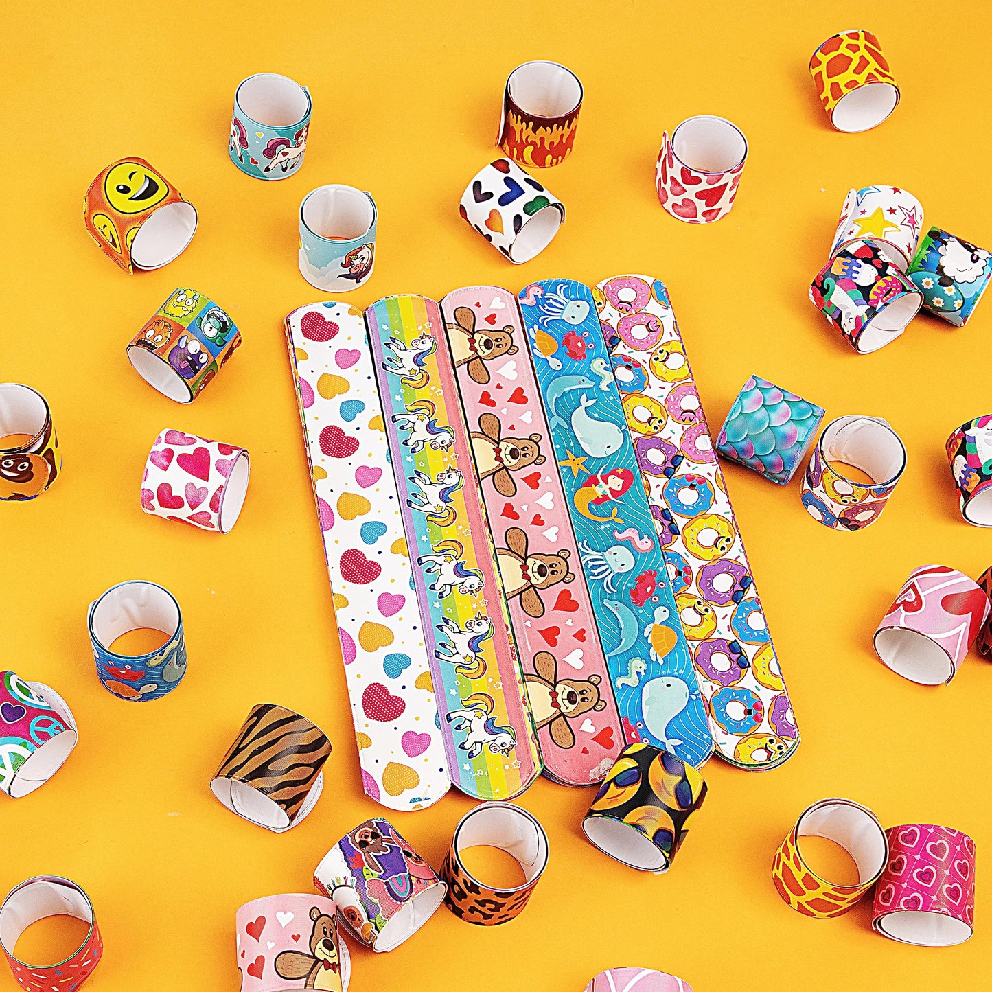 JOYIN 144 Pcs Slap Bracelets for Kids, Bulk Wristbands with Animals, Friendship, Heart, Party Favors, Classroom Prizes Birthday Exchanging Gifts,Goodies Bag Stuffers Fillers